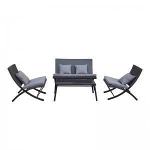 4Pc patio lounge sofa set foldable rattan chairs