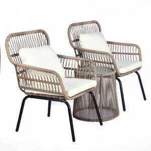 3PC skoenlapper vorm Tuin bistro meubels metaal tou geweefde patio stoele en tafel