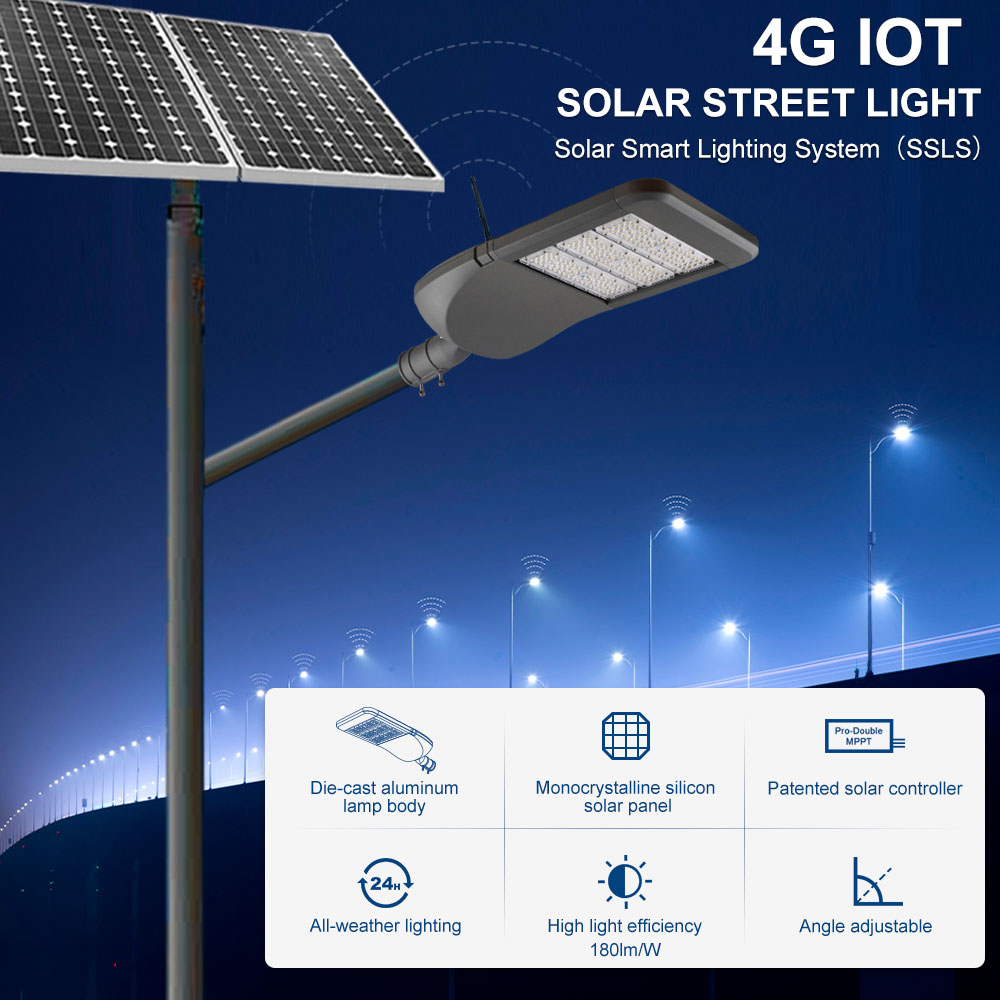 4G IoT Solar Street Light Goleuadau Smart Solar BJX4G Delwedd Sylw