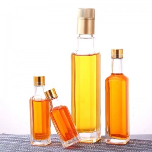 Bouteille d'huile d'olive carrée transparente de 250 ml