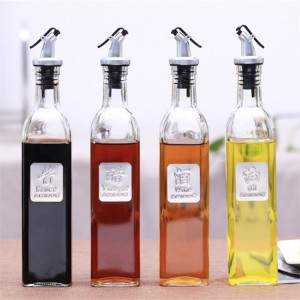Bottiglia di olio d'oliva quadrata trasparente da 500 ml