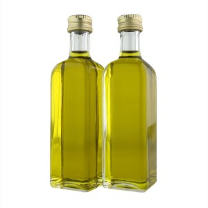 Przezroczysta kwadratowa butelka oliwy z oliwek o pojemności 500 ml