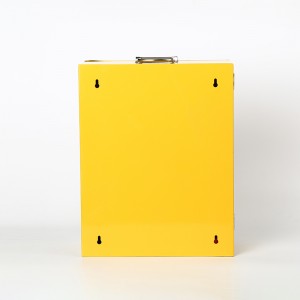Yellow Steel Management Lockout Station with Two Adjustable Separators GL-03