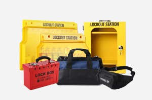 (8) Lockout-Station, Lockout-Box und Taschen