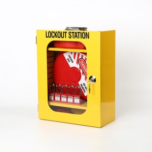 Yellow Steel Management Lockout Station med to justerbare separatorer GL-03