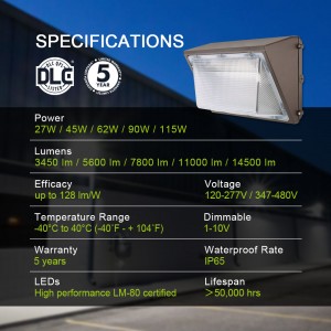 LED Duvar Paketi Işığı 122lm/W