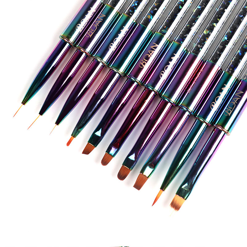 mâner metalic cu strass colorat Kolinsky păr Nail Art Acrilic Brush Tools
