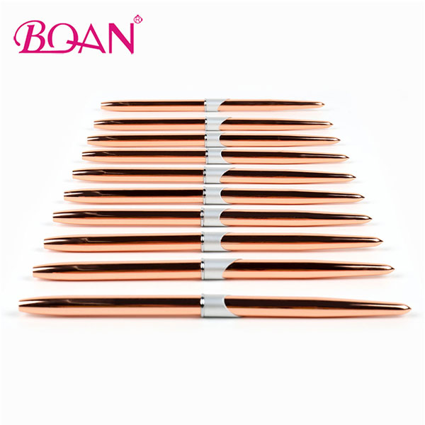 BQAN Rose Gold လက်ကိုင် 100% kolinsky ဆံပင်လက်သည်းပန်းချီ Acrylic Brush ကိရိယာများ