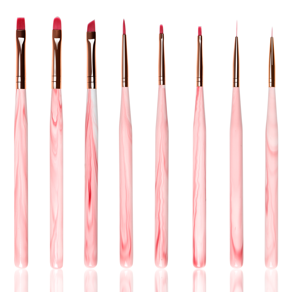 I-BQAN Pink Nail Painting liner Gel Nail Acrylic Brush Set