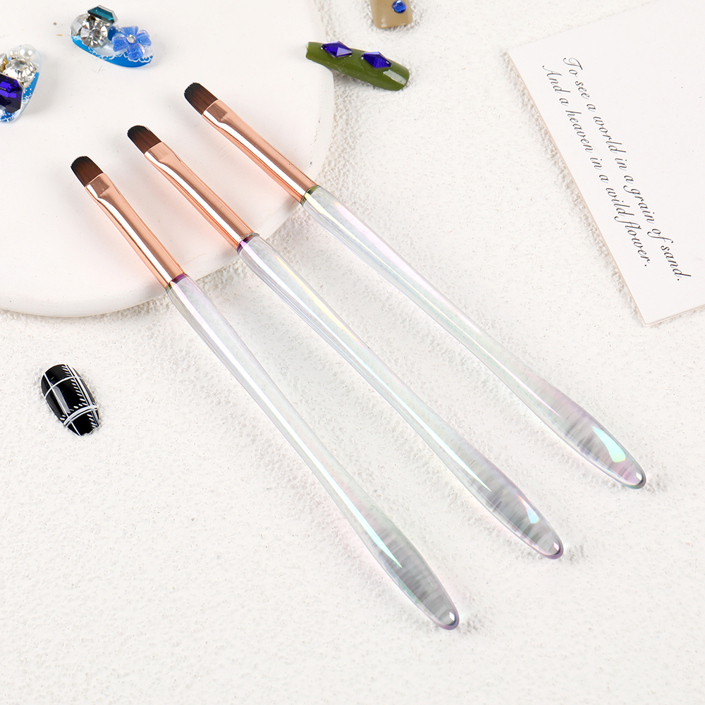 Eenvoudig ontwerp Costom Maatlogo Radium Plastic handvat Nylon haar UV-gel Penselen Nagelborstel met etui