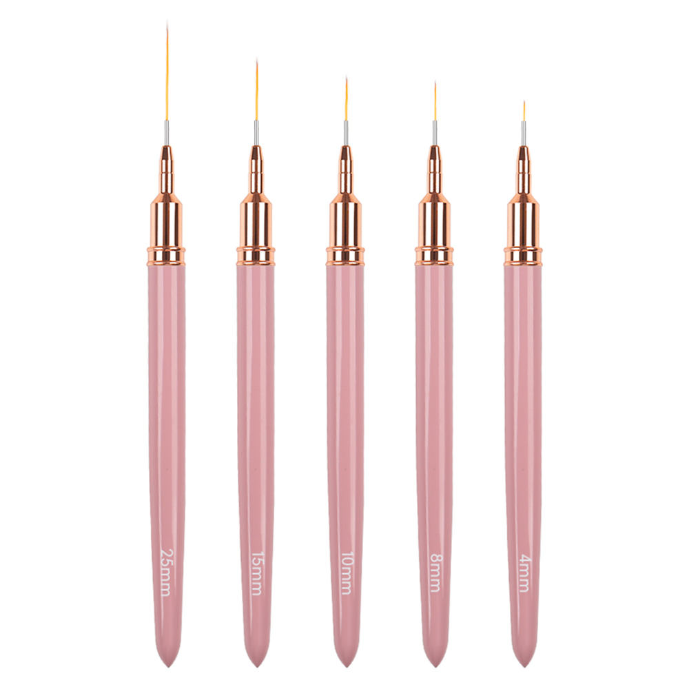 BQAN Private Label OEM Pink Gel Liner Painting Pen Kolinsky Uye Nylon Bvudzi Acrylic Nail Brush Seti Yechipikiri Art Tool.