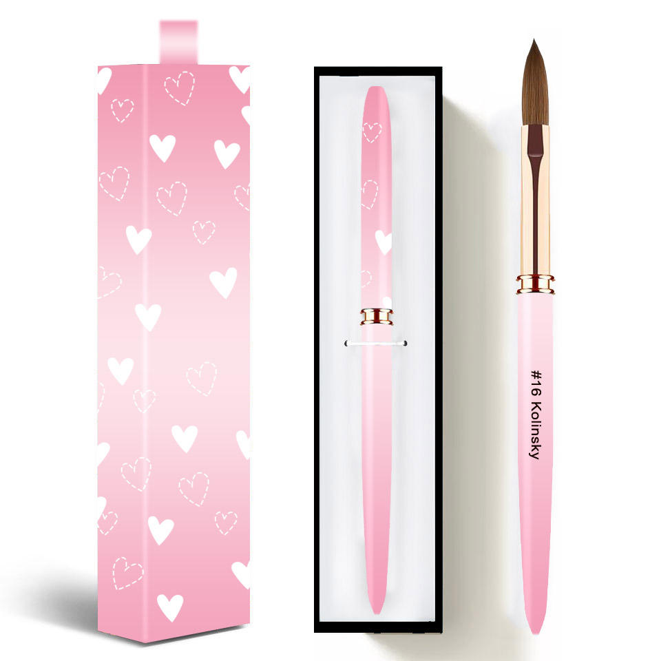 BQAN Customized Size Premium Quality Pink Acrylic Painting Nail Brush 100% Kolinsky Acrylic Brushes