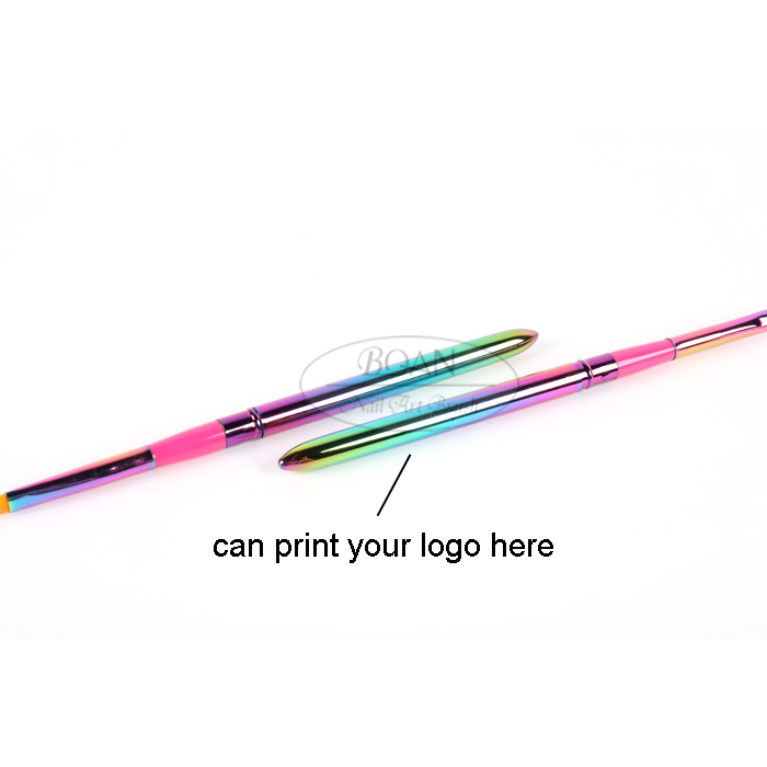 Pinzell d'ungles de gel UV de niló amb mànec metàl·lic Aurora de colors