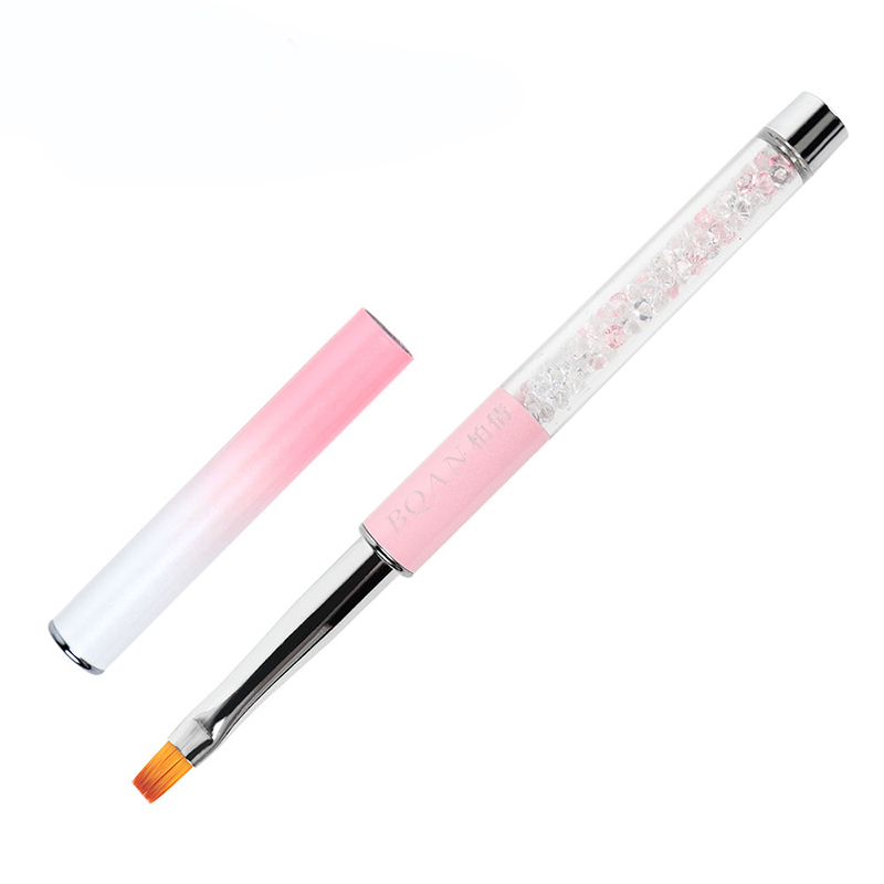 pink Crystal Handle Pure Kolinsky Hair UV Gel Nail Art Brush Set