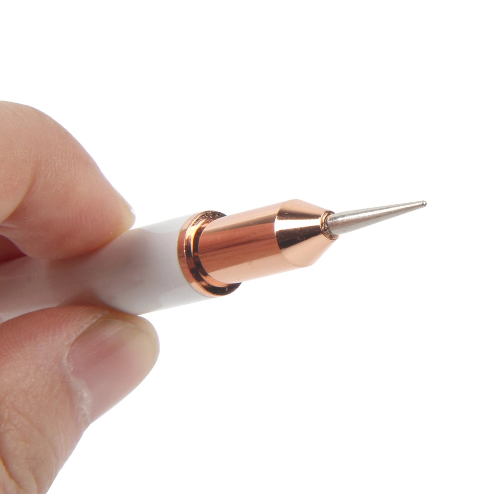 rose gold white double use professional metal handle logo nail art dotting pen