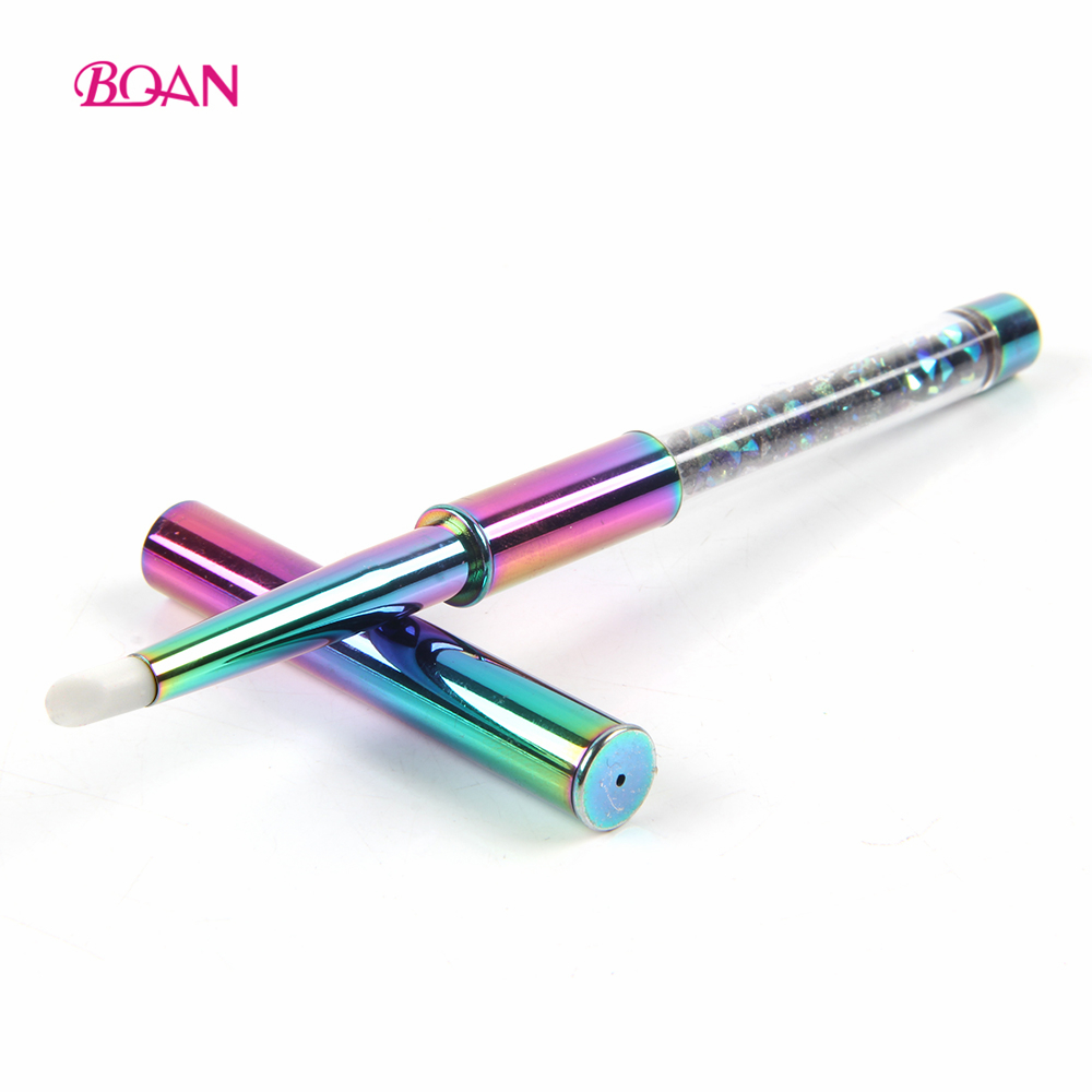 BQAN Hot Selling Gradient Rainbow Metal Handle Nail Silikon Pinsel
