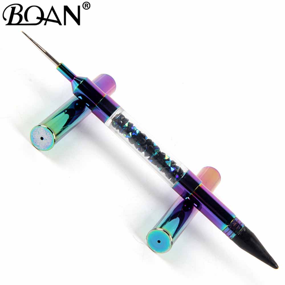 Двустранна цветна диамантена акрилна дръжка Химикалка за вакса за нокти. Представено изображение