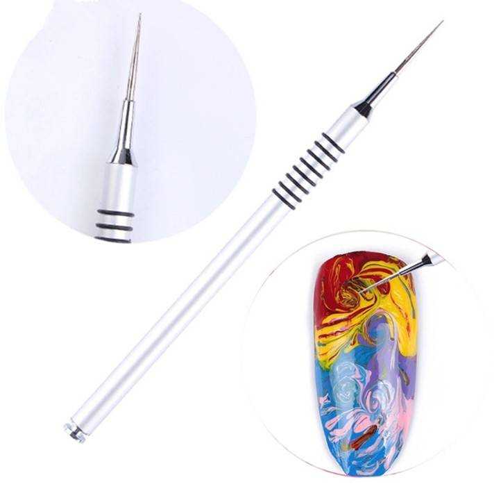 сребърна метална дръжка Четка за ноктопластика за DIY Nails 3d писалка за рисуване с дърворезба