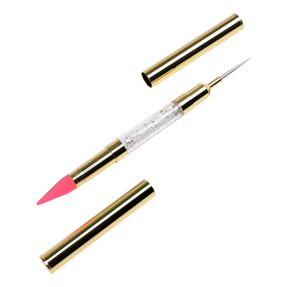 BQAN Custom label Gold Metal Handle Wax Dotting pen for crystal and rhinestone