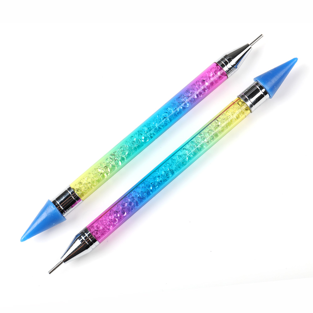 Dvojhlavé voskové pero BQAN s farebným krištáľovým rúčkou na bodkovanie nechtov