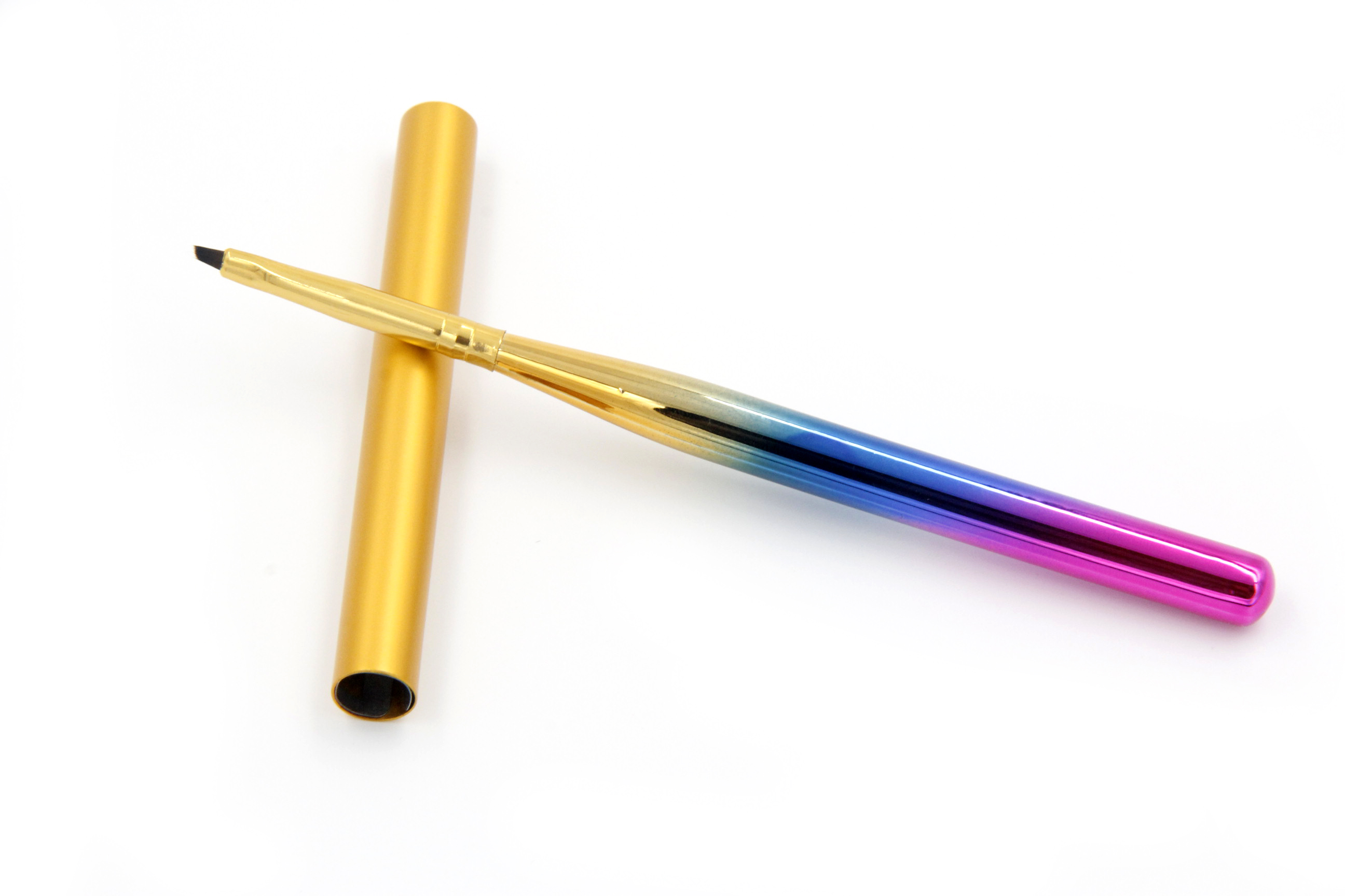 Liner Gel පින්තාරු කිරීම Nail Art Brush අභිරුචි ලාංඡනය Gradient Holographic Metal Handle UV Gel Extension Stripe