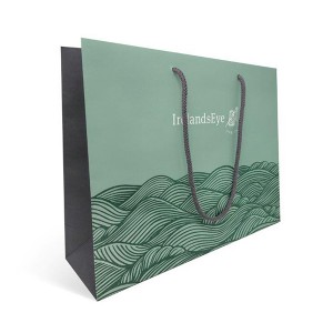 Saco de presente de papel cartão de luxo com alça de grão e corda