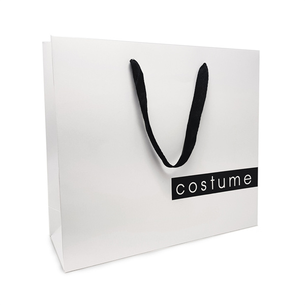 Sacos de papel de compras cosméticos de luxo com cabos brancos aceitam design personalizado Imagem em destaque