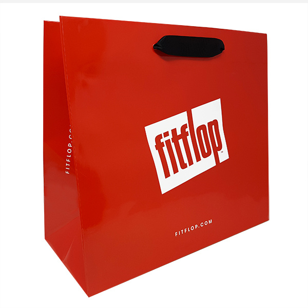2022 कस्टम लोगो पिंक पेपर शॉपिंग बैग ग्रोसग्रेन रिबन हैंडल कैंडीज बैग के साथ विशेष रुप से प्रदर्शित छवि