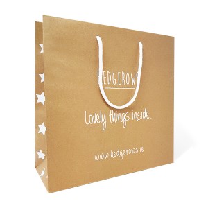 कस्टम डिजाइन आपका खुद का लोगो फ्लैट हैंडल रेस्तरां डिलीवरी पैकेजिंग कैरी ब्राउन क्राफ्ट पेपर बैग ले लो