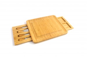 Wholesale Bamboo Cheese Board with 2  Drawer Charcuterie Platter for Wine, Cheese, Meat MOQ 300 PCS For New seller