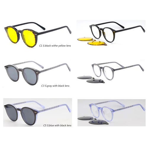 Acetate Fashion Clips On Sunglasses Colorful Eyeglasses W3102161