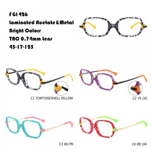 Jasne kolory laminowane octanowe i metalowe okulary dziecięce W35531351426