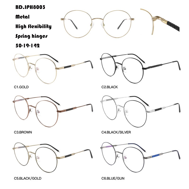 High Flexibility Spring Hinges Metal Eyeglasses W3678003