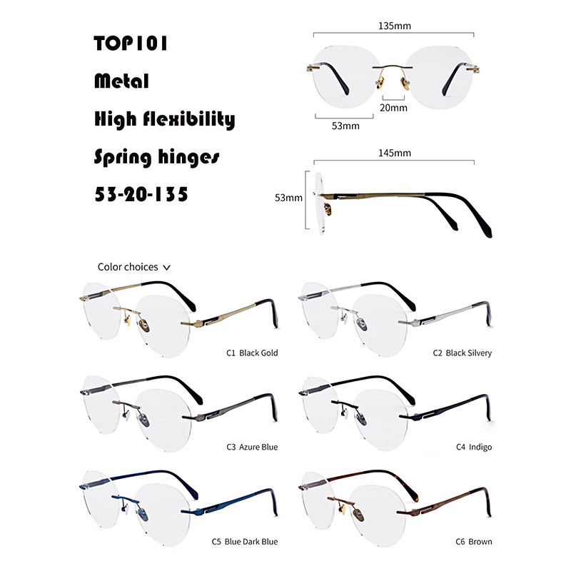 Round Rimless High-end Spring Eyeglasses W367101
