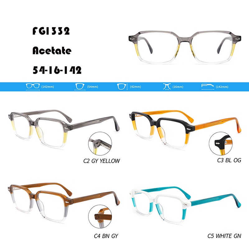 Square Color Matching Acetate Optical Frame W3551332