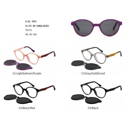 TR90 Novo Design Redondo Clipes em Óculos de Sol Coloridos Crianças W3453113