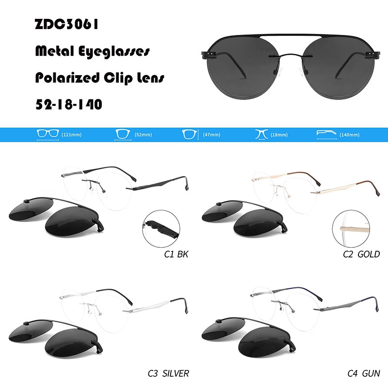 Ultra-light Rimless Metal Clips On Sunglasses W3553061
