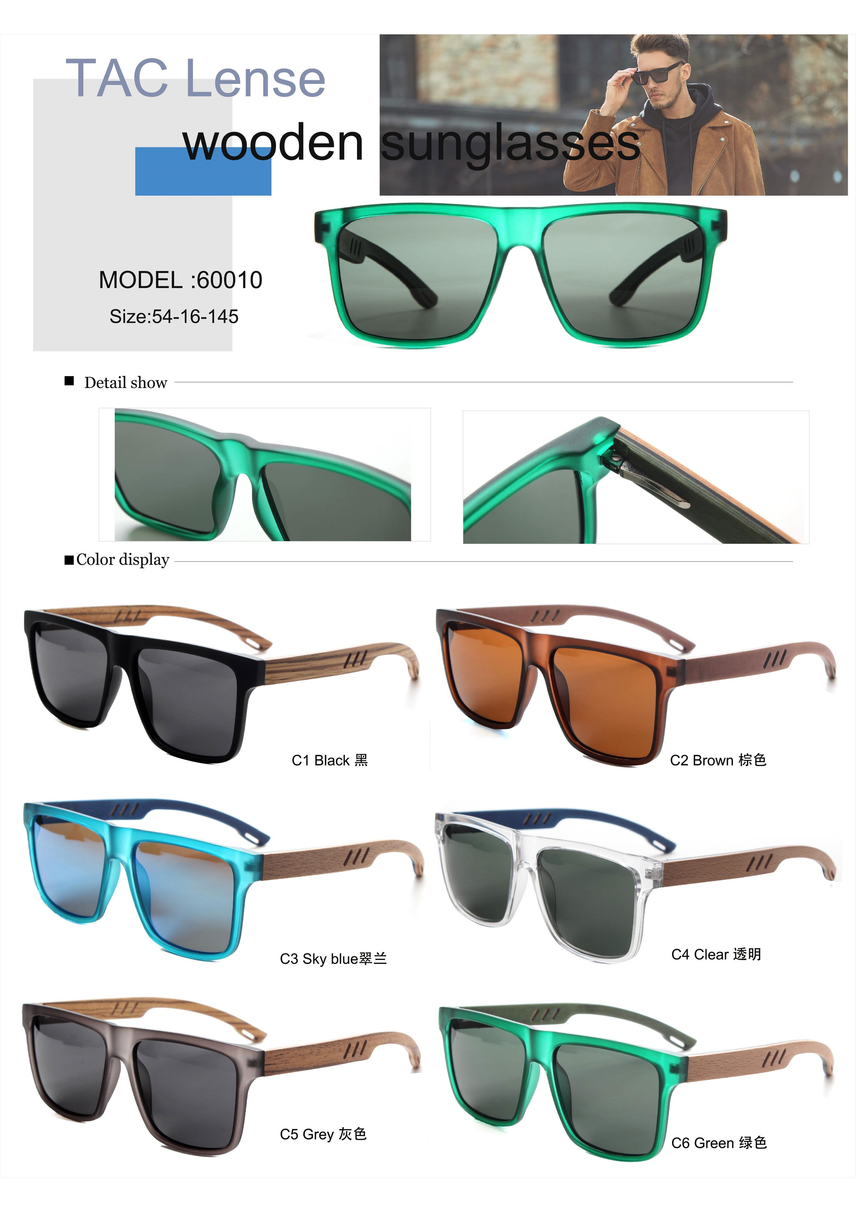 Drewniane okulary przeciwsłoneczne z polaryzacją, metalem i wzorem TR K8482026