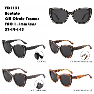 Fashion Gilt Circle Frames Acetate Sunglasses W355421131