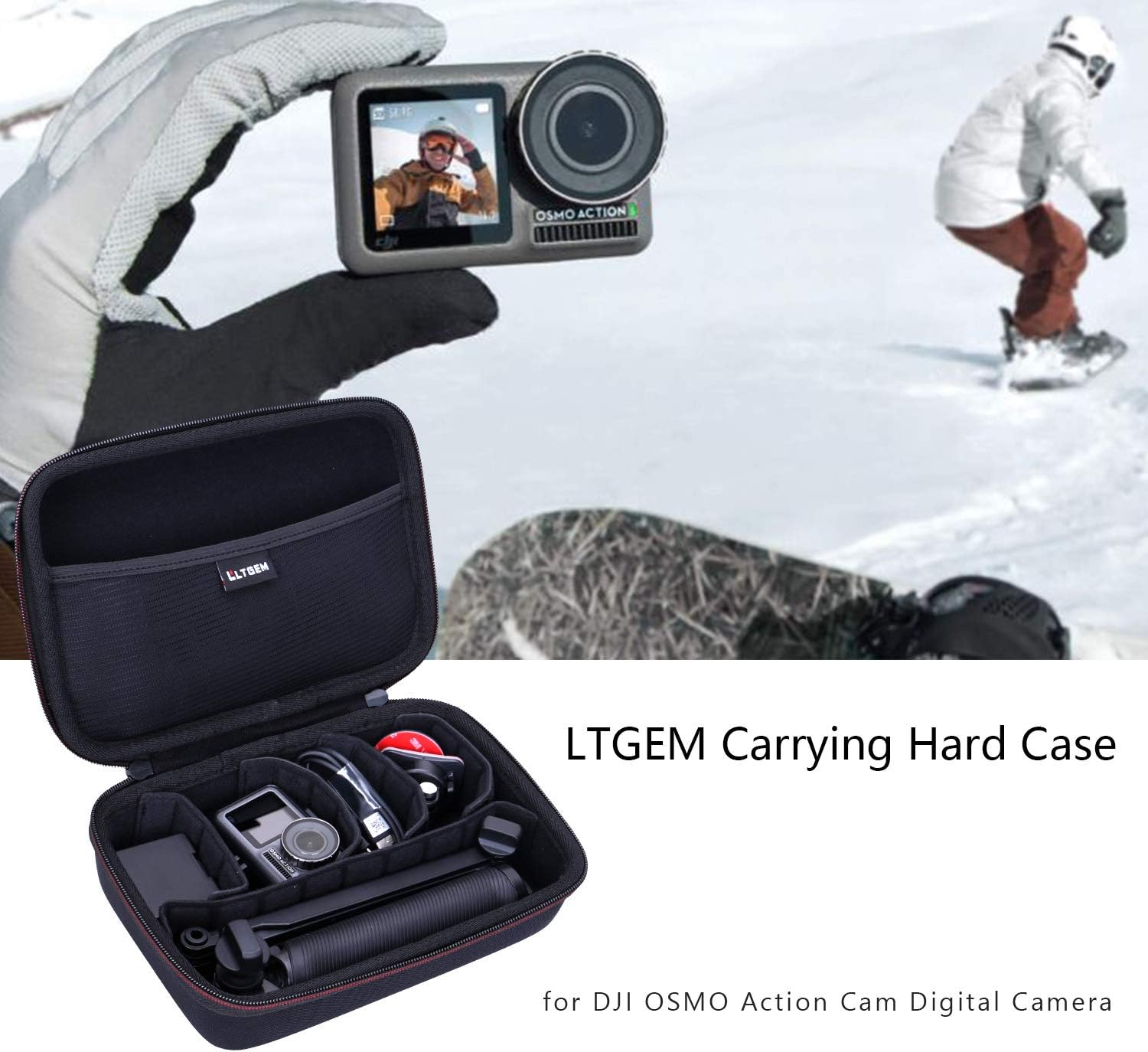 LTGEM EVA Hard Case rau GoPro Hero Series lossis DJI Osmo Action / Action 2 / Action 3 Action Camera