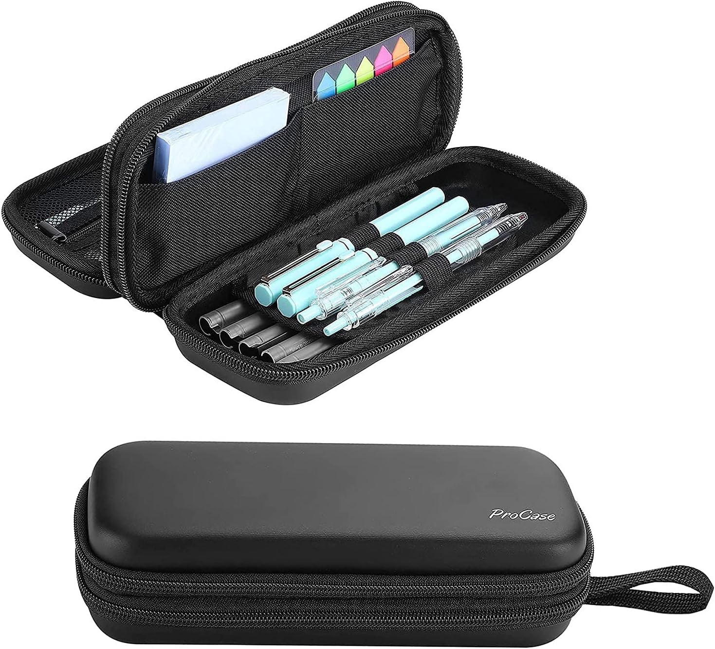 Μολυβοθήκη ProCase, 2-στρώσεις EVA Zipper Pencil Box Θήκη Μεγάλης χωρητικότητας Οργανωτής αποθήκευσης γραφικής ύλης για σχολικά είδη γραφείου -Μαύρο