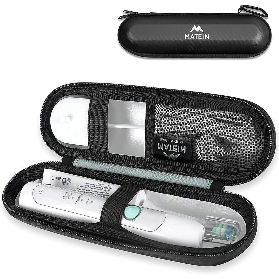 Maßgeschneidertes tragbares Hartschalenetui für die Reise, passend für die wiederaufladbare Zahnbürste Oral B Pro 1000 Power mit Netztasche