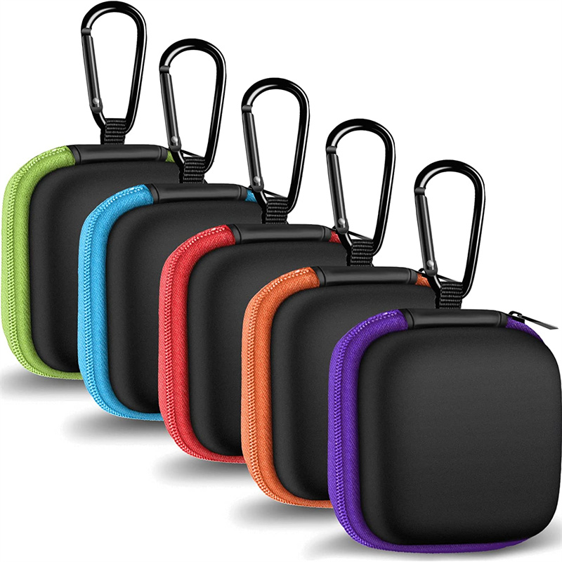 Квадратна навлака за уши Преносива ЕВА торбица за ношење Торба за одлагање додатака за мобилни телефон Организатор са карабином за слушалице, слушалице, слушалице, СД меморијску картицу