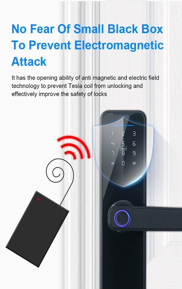 HD-8610 Fingerprint Password Smart Lock Handles Key Card Smart Digital Electronic Security Door Lock