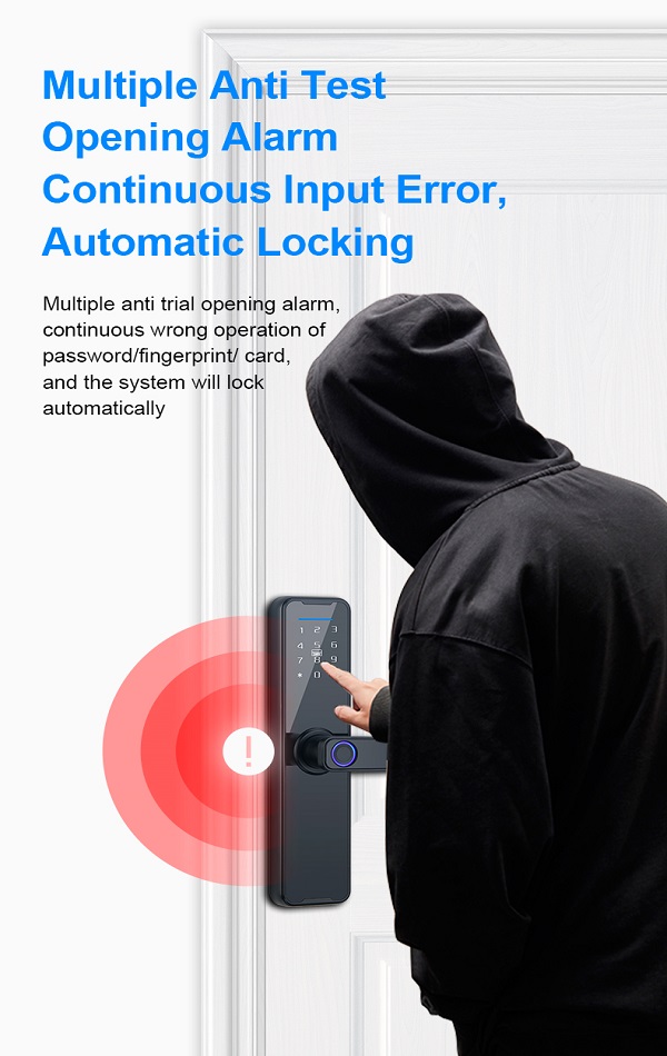 HD-8610 Fingerprint Password Smart Lock Handles Key Card Smart Digital Electronic Security Door Lock