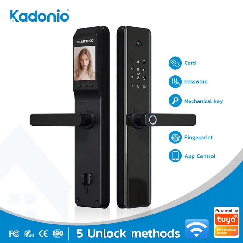 930-Умный цифровой дверной замок с Wi-Fi-камерой с отпечатками пальцев/видимым большим экраном