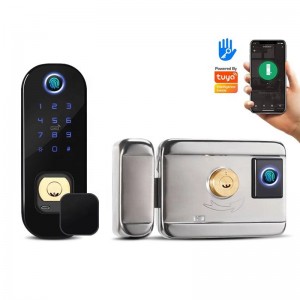 906 Viedā durvju slēdzene ar Wi-Fi pirkstu nospiedumu/ dubultās puses pirkstu nospiedumu + dubultās sānu atslēgas