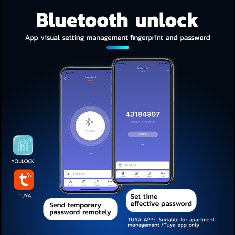 HD-8406 2022 Ttlock Mobile APP Password Fingerprint Smart Digital Door Lock