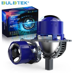 BULBTEK AD03 No Destructive Installation H4 H7 250W 18000 LM BiLED LED Projector 9005 9006 Retrofit 2.5 Inch LED Projector Lens