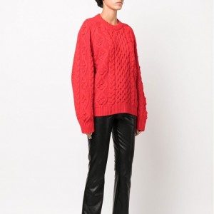 겨울 여성용 헤비 스웨터 트위스트 라운드 넥 풀오버